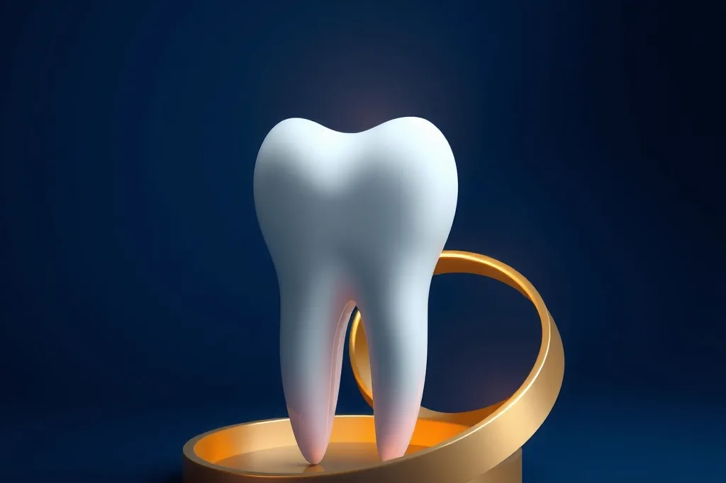 Dentist examining a decayed front tooth in a modern dental office